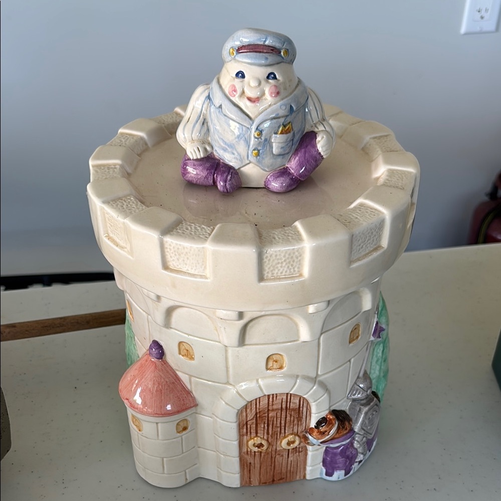 Antique Cream and Purple Castle Cookie Jar